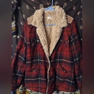Plaid sherpa lined jacket